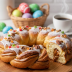 Rosca de Pascua casera con crema pastelera, dulce de leche y opción trenzada